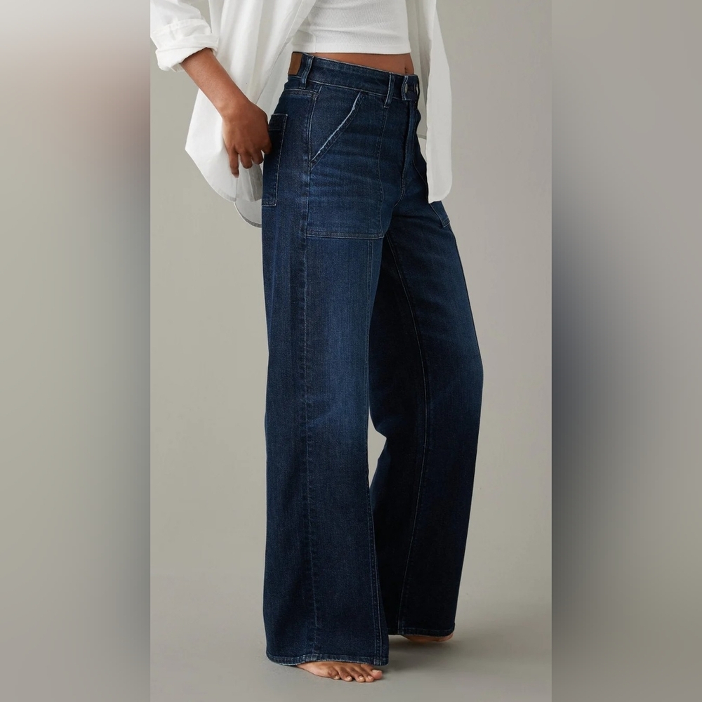 American Eagle Outfitters Dark Blue Flare Jeans - Picture 2 of 7